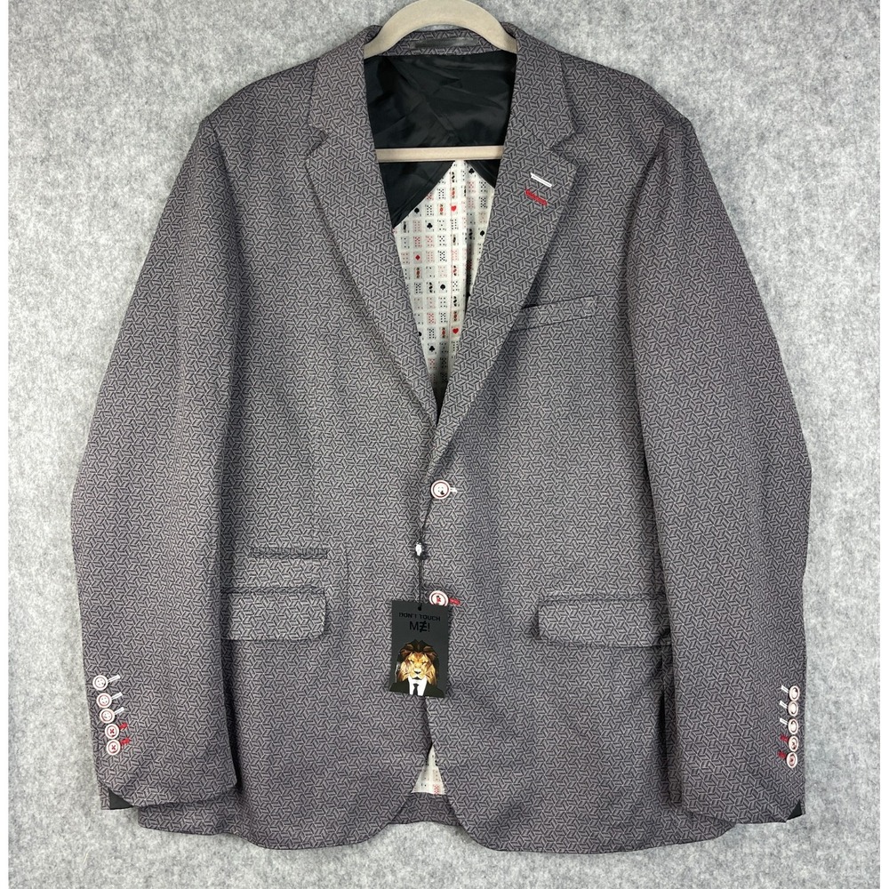 Maceoo Socrate Blazer Sport Coat Mens 44 / 4 3D Purple Geometric 2 Button NWT